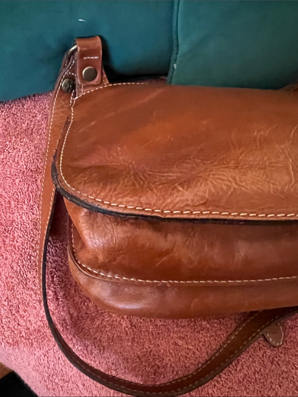 Patricia Nash London Saddle Crossbody Bag Cognac/Tan - Picture 7 of 10